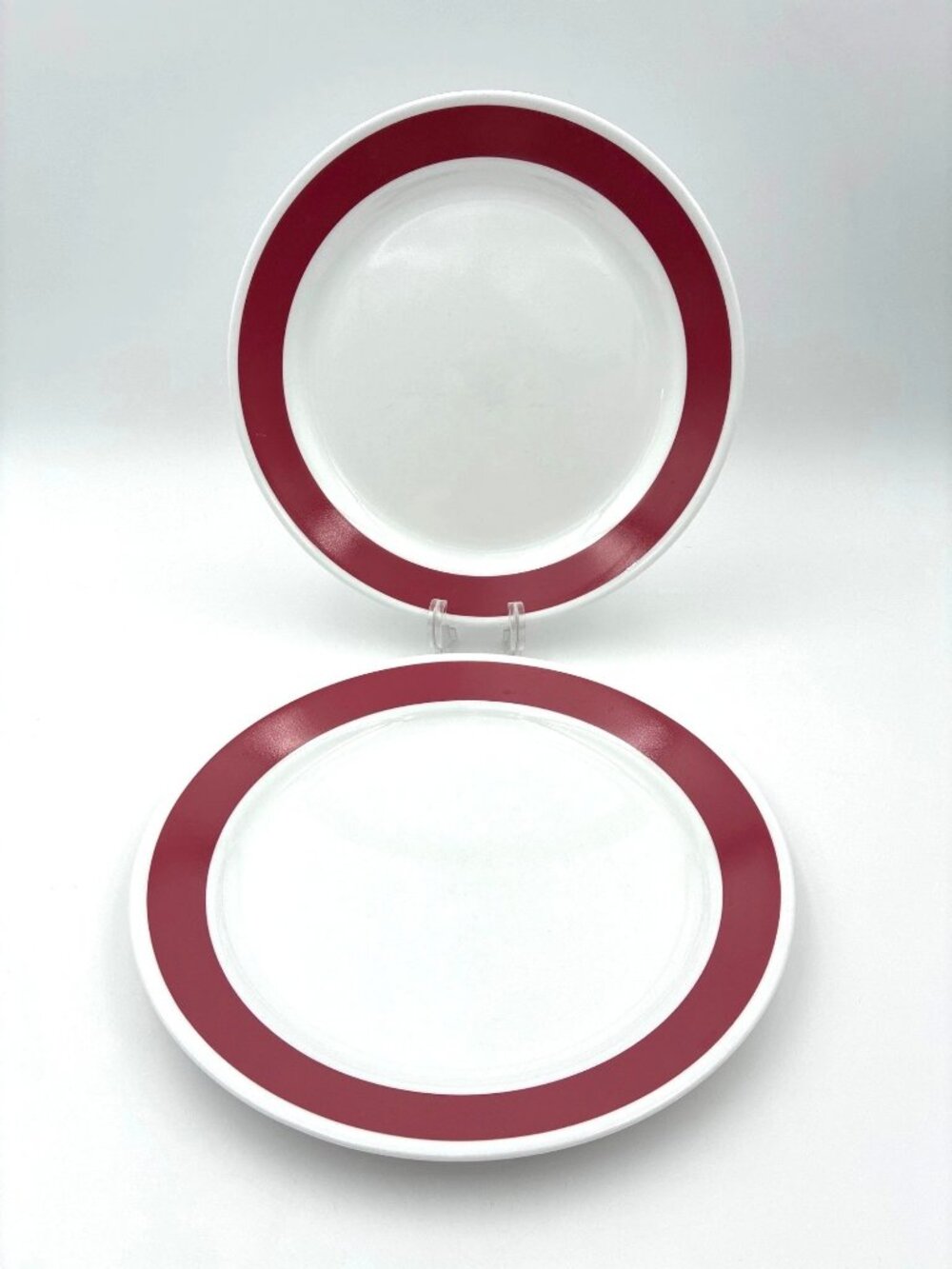 Corelle Set Of 2 Rose Sundance Dinner Plates 10.25" Solid Red Burgundy Band